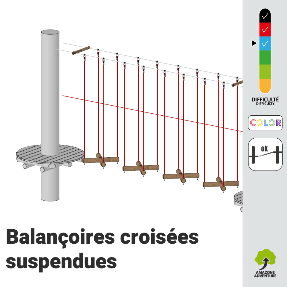 Balançoires croisée suspendues en corde armée